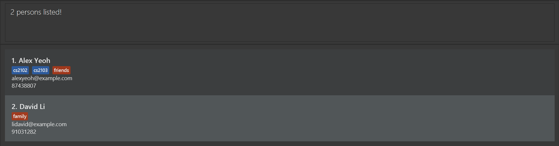 result for 'find alex david'