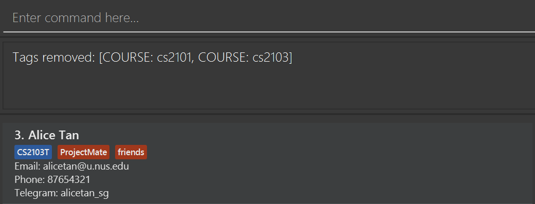 result for 'untag 3 tc/cs2101 tc/cs2103'